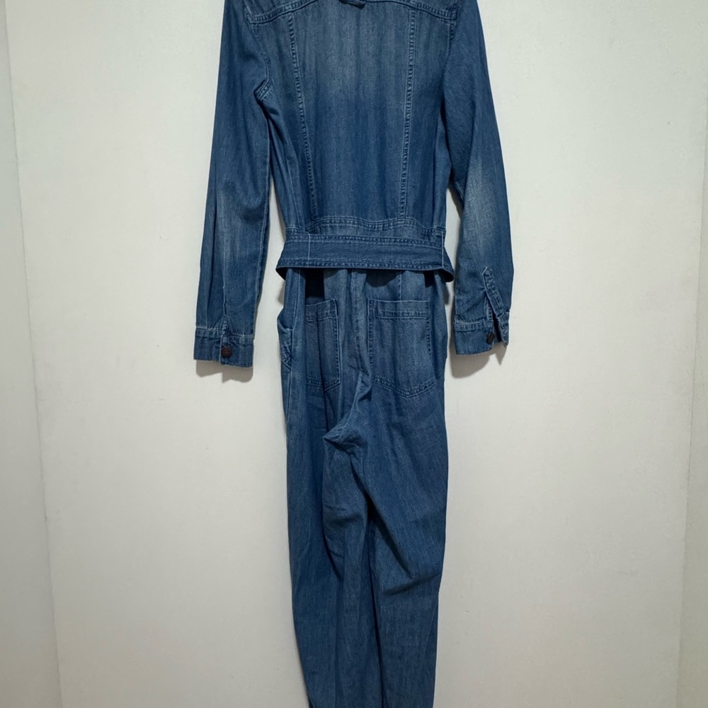 Current/Elliott Blue Denim Jumpsuit with Belted Waist